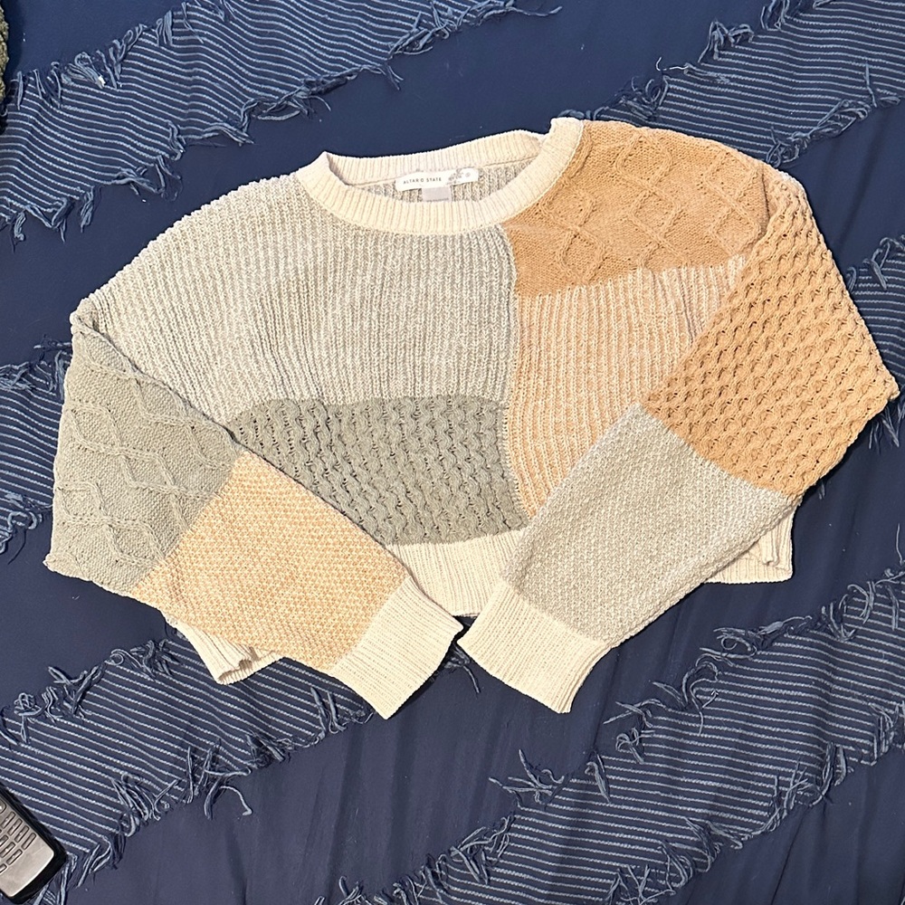 Altar'd State Multicolor Patchwork Sweater - image 1